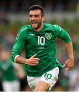 11 June 2022; Troy Parrott of Republic of Ireland celebrates after scoring his side's second goal during the UEFA Nations League B group 1 match between Republic of Ireland and Scotland at the Aviva Stadium in Dublin. Photo by Seb Daly/Sportsfile