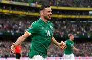 11 June 2022; Alan Browne of Republic of Ireland celebrates after scoring his side's first goal during the UEFA Nations League B group 1 match between Republic of Ireland and Scotland at the Aviva Stadium in Dublin. Photo by Stephen McCarthy/Sportsfile
