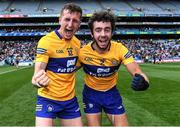 11 June 2022; Clare players Emmet McMahon, left, and Manus Doherty celebrate after their side's victory in the GAA Football All-Ireland Senior Championship Round 2 match between Clare and Roscommon at Croke Park in Dublin. Photo by Piaras Ó Mídheach/Sportsfile