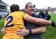 11 June 2022; Clare manager Colm Collins celebrates with Manus Doherty after their side's victory in the GAA Football All-Ireland Senior Championship Round 2 match between Clare and Roscommon at Croke Park in Dublin. Photo by Piaras Ó Mídheach/Sportsfile