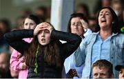11 June 2022; Supporters in the final moments of the Electric Ireland GAA Football All-Ireland Minor Championship Quarter-Final match between Tyrone and Kerry at MW Hire O'Moore Park in Portlaoise, Laois. Photo by David Fitzgerald/Sportsfile