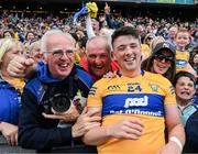 11 June 2022; Keelan Sexton of Clare celebrates with family after the GAA Football All-Ireland Senior Championship Round 2 match between Clare and Roscommon at Croke Park in Dublin. Photo by Ray McManus/Sportsfile
