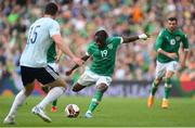 11 June 2022; Michael Obafemi of Republic of Ireland scores his side's third goal during the UEFA Nations League B group 1 match between Republic of Ireland and Scotland at the Aviva Stadium in Dublin. Photo by Stephen McCarthy/Sportsfile