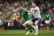 11 June 2022; Alan Browne of Republic of Ireland in action against Andy Robertson of Scotland during the UEFA Nations League B group 1 match between Republic of Ireland and Scotland at the Aviva Stadium in Dublin. Photo by Eóin Noonan/Sportsfile