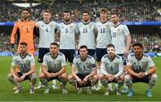 11 June 2022; The Scotland team, back row, from left, Craig Gordon, Scott McTominay, Grant Hanley, Scott McKenna, Jack Hendry and Anthony Ralston. Front row, from left, Ryan Christie, John McGinn, Andy Robertson, Callum McGregor and Ché Adams before the UEFA Nations League B group 1 match between Republic of Ireland and Scotland at the Aviva Stadium in Dublin. Photo by Eóin Noonan/Sportsfile