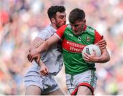 11 June 2022; James Carr of Mayo in action against Kevin Flynn of Kildare during the GAA Football All-Ireland Senior Championship Round 2 match between Mayo and Kildare at Croke Park in Dublin. Photo by Piaras Ó Mídheach/Sportsfile