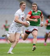 11 June 2022; Daniel Flynn of Kildare in action against Eoghan McLaughlin of Mayo during the GAA Football All-Ireland Senior Championship Round 2 match between Mayo and Kildare at Croke Park in Dublin. Photo by Ray McManus/Sportsfile