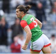 11 June 2022; Oisín Mullin of Mayo celebrates scoring a goal, in the 62nd minute, during the GAA Football All-Ireland Senior Championship Round 2 match between Mayo and Kildare at Croke Park in Dublin. Photo by Ray McManus/Sportsfile