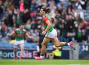 11 June 2022; Oisín Mullin of Mayo celebrates scoring a goal, in the 62nd minute, during the GAA Football All-Ireland Senior Championship Round 2 match between Mayo and Kildare at Croke Park in Dublin. Photo by Ray McManus/Sportsfile