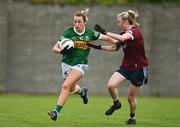 11 June 2022; Niamh Carmody of Kerry in action against Louise Ward of Galway during the TG4 All-Ireland Ladies Football Senior Championship Group C - Round 1 match between Kerry and Galway at St Brendan's Park in Birr, Offaly. Photo by Sam Barnes/Sportsfile