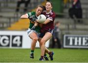 11 June 2022; Paris McCarthy of Kerry is fouled by Eimile Gavin of Galway during the TG4 All-Ireland Ladies Football Senior Championship Group C - Round 1 match between Kerry and Galway at St Brendan's Park in Birr, Offaly. Photo by Sam Barnes/Sportsfile