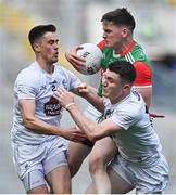 11 June 2022; James Carr of Mayo in action against Mick O'Grady, left, and Alex Beirne of Kildare during the GAA Football All-Ireland Senior Championship Round 2 match between Mayo and Kildare at Croke Park in Dublin. Photo by Piaras Ó Mídheach/Sportsfile