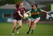 11 June 2022; Eilís Lynch of Kerry in action against Kate Slevin of Galway during the TG4 All-Ireland Ladies Football Senior Championship Group C - Round 1 match between Kerry and Galway at St Brendan's Park in Birr, Offaly. Photo by Sam Barnes/Sportsfile