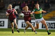 11 June 2022; Olivia Divilly of Galway in action against Kayleigh Cronin of Kerry during the TG4 All-Ireland Ladies Football Senior Championship Group C - Round 1 match between Kerry and Galway at St Brendan's Park in Birr, Offaly. Photo by Sam Barnes/Sportsfile
