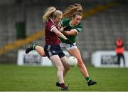 11 June 2022; Louise Ward of Galway in action against Paris McCarthy of Kerry during the TG4 All-Ireland Ladies Football Senior Championship Group C - Round 1 match between Kerry and Galway at St Brendan's Park in Birr, Offaly. Photo by Sam Barnes/Sportsfile