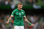 11 June 2022; James McClean of Republic of Ireland celebrates his side's second goal, scored by teammate Alan Browne, during the UEFA Nations League B group 1 match between Republic of Ireland and Scotland at the Aviva Stadium in Dublin. Photo by Seb Daly/Sportsfile