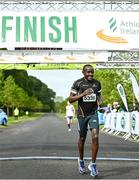 12 June 2022; Peter Somba of Dunboyne AC, Meath, crosses the line to finish second overall during the Irish Runner 5 Mile incorporating the AAI National 5 Mile Championships at Phoenix Park in Dublin. Photo by Sam Barnes/Sportsfile