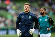 11 June 2022; Republic of Ireland goalkeeper Mark Travers before the UEFA Nations League B group 1 match between Republic of Ireland and Scotland at the Aviva Stadium in Dublin. Photo by Stephen McCarthy/Sportsfile