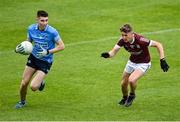 12 June 2022; Nathan Fitzgerald of Dublin gets away from Owen Morgan of Galway during the Electric Ireland GAA Football All-Ireland Minor Championship Quarter-Final match between Dublin and Galway at O'Connor Park in Tullamore, Offaly. Photo by Piaras Ó Mídheach/Sportsfile
