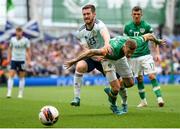 11 June 2022; James McClean of Republic of Ireland in action against Anthony Ralston of Scotland during the UEFA Nations League B group 1 match between Republic of Ireland and Scotland at the Aviva Stadium in Dublin. Photo by Eóin Noonan/Sportsfile