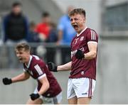 12 June 2022; Ryan Flaherty of Galway celebrates after his side's victory in the Electric Ireland GAA Football All-Ireland Minor Championship Quarter-Final match between Dublin and Galway at O'Connor Park in Tullamore, Offaly. Photo by Piaras Ó Mídheach/Sportsfile