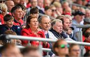 12 June 2022; An Taoiseach Micheál Martin TD and his wife Mary O'Shea in the stands during the GAA Football All-Ireland Senior Championship Round 2 match between between Cork and Limerick at Páirc Ui Chaoimh in Cork. Photo by Eóin Noonan/Sportsfile