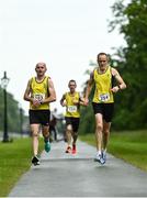 12 June 2022; Runners including Liam Bradley, left, and David Porter, both of Inishowen AC, warm up before the Irish Runner 5 Mile incorporating the AAI National 5 Mile Championships at Phoenix Park in Dublin. Photo by Sam Barnes/Sportsfile