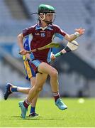 8 June 2022; Evan McLoughlin of St Fiachra's NS Beamount in action against of St Patrick's BNS Drumcondra in the Corn FODH final during the Allianz Cumann na mBunscoil Hurling Finals in Croke Park, Dublin. Over 2,800 schools and 200,000 students are set to compete in the primary schools competition this year with finals taking place across the country. Allianz and Cumann na mBunscol are also gifting 500 footballs, 200 hurleys and 200 sliotars to schools across the country to welcome Ukrainian students into our national games and local communities. Photo by Piaras Ó Mídheach/Sportsfile