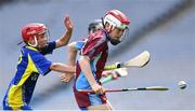 8 June 2022; Danny O'Donovan of St Fiachra's NS Beamount in action against Aaron Doyle of St Patrick's BNS Drumcondra in the Corn FODH final during the Allianz Cumann na mBunscoil Hurling Finals in Croke Park, Dublin. Over 2,800 schools and 200,000 students are set to compete in the primary schools competition this year with finals taking place across the country. Allianz and Cumann na mBunscol are also gifting 500 footballs, 200 hurleys and 200 sliotars to schools across the country to welcome Ukrainian students into our national games and local communities. Photo by Piaras Ó Mídheach/Sportsfile