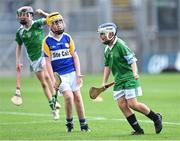 8 June 2022; Kevin Scinéir of Scoil Naithí celebrates after scoring a goal against Scoil Treasa, Firhouse, during the Corn Sean O Rinn final at the Allianz Cumann na mBunscoil Hurling Finals in Croke Park, Dublin. Over 2,800 schools and 200,000 students are set to compete in the primary schools competition this year with finals taking place across the country. Allianz and Cumann na mBunscol are also gifting 500 footballs, 200 hurleys and 200 sliotars to schools across the country to welcome Ukrainian students into our national games and local communities. Photo by Piaras Ó Mídheach/Sportsfile