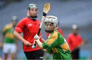 8 June 2022; Rian Mac Aodha Bhuí of Scoil Oilibheir, Coolmine, scores a goal against Holy Trinity SNS in the Corn Tom Ryder during the Allianz Cumann na mBunscoil Hurling Finals in Croke Park, Dublin. Over 2,800 schools and 200,000 students are set to compete in the primary schools competition this year with finals taking place across the country. Allianz and Cumann na mBunscol are also gifting 500 footballs, 200 hurleys and 200 sliotars to schools across the country to welcome Ukrainian students into our national games and local communities. Photo by Piaras Ó Mídheach/Sportsfile