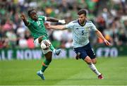 11 June 2022; Grant Hanley of Scotland in action against Michael Obafemi of Republic of Ireland during the UEFA Nations League B group 1 match between Republic of Ireland and Scotland at the Aviva Stadium in Dublin. Photo by Stephen McCarthy/Sportsfile