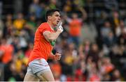 12 June 2022; Rory Grugan of Armagh celebrates after scoring his side's first goal during the GAA Football All-Ireland Senior Championship Round 2 match between between Donegal and Armagh at St Tiernach's Park in Clones, Monaghan. Photo by Seb Daly/Sportsfile
