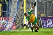 12 June 2022; Caolan McGonagle of Donegal fails to save a penalty from Armagh's Rian O'Neill during the GAA Football All-Ireland Senior Championship Round 2 match between between Donegal and Armagh at St Tiernach's Park in Clones, Monaghan. Photo by Seb Daly/Sportsfile