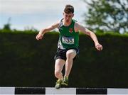 4 June 2022; James Miney of Moate CS, Westmeath, competing in the senior boys 2000m steeplechase at the Irish Life Health All Ireland Schools Track and Field Championships at Tullamore in Offaly. Photo by Sam Barnes/Sportsfile