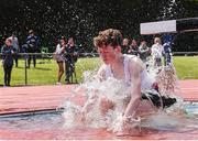 4 June 2022; Rudy Mayne of Regent HSE Newtownards, Down, competing in the intermediate boys 1500m steeplechase at the Irish Life Health All Ireland Schools Track and Field Championships at Tullamore in Offaly. Photo by Sam Barnes/Sportsfile
