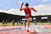 4 June 2022; Sam Murray of St Aidans Whitehall, Dublin, competing in the intermediate boys 1500m steeplechase at the Irish Life Health All Ireland Schools Track and Field Championships at Tullamore in Offaly. Photo by Sam Barnes/Sportsfile