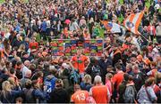 12 June 2022; Rian O'Neill of Armagh is interviewed by Damien O'Meara of RTE after the GAA Football All-Ireland Senior Championship Round 2 match between between Donegal and Armagh at St Tiernach's Park in Clones, Monaghan. Photo by Ramsey Cardy/Sportsfile