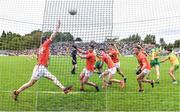 12 June 2022; Armagh players attempt to block a shot at goal during the GAA Football All-Ireland Senior Championship Round 2 match between between Donegal and Armagh at St Tiernach's Park in Clones, Monaghan. Photo by Seb Daly/Sportsfile