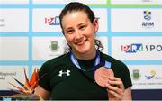 12 June 2022; Roisin Ni Riain of Ireland celebrates with her bronze medal after the final of the 100m butterfly S13 class during day one of the 2022 World Para Swimming Championships at the Complexo de Piscinas Olímpicas do Funchal in Madeira, Portugal. Photo by Ian MacNicol/Sportsfile