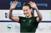 12 June 2022; Roisin Ni Riain of Ireland celebrates before receiving her bronze medal after the final of the 100m butterfly S13 class during day one of the 2022 World Para Swimming Championships at the Complexo de Piscinas Olímpicas do Funchal in Madeira, Portugal. Photo by Ian MacNicol/Sportsfile