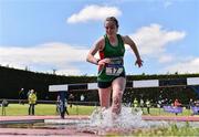 4 June 2022; Clodagh Mahon of Calasanctius Oranmore, Galway, competing in the intermediate girls 1500m steeplechase at the Irish Life Health All Ireland Schools Track and Field Championships at Tullamore in Offaly. Photo by Sam Barnes/Sportsfile
