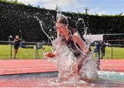 4 June 2022; Lauren Miney of Loreto Cavan, competing in the intermediate girls 1500m steeplechase at the Irish Life Health All Ireland Schools Track and Field Championships at Tullamore in Offaly. Photo by Sam Barnes/Sportsfile