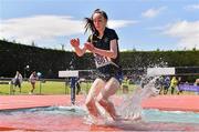 4 June 2022; Eimear McCarroll of Loreto Omagh, Tyrone, competing in the intermediate girls 1500m steeplechase at the Irish Life Health All Ireland Schools Track and Field Championships at Tullamore in Offaly. Photo by Sam Barnes/Sportsfile