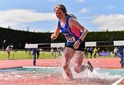 4 June 2022; Isabelle Kelleher of St Marys Mallow, Cork, competing in the intermediate girls 1500m steeplechase at the Irish Life Health All Ireland Schools Track and Field Championships at Tullamore in Offaly. Photo by Sam Barnes/Sportsfile