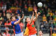 12 June 2022; Armagh goalkeeper Ethan Rafferty and Rian O'Neill during the GAA Football All-Ireland Senior Championship Round 2 match between between Donegal and Armagh at St Tiernach's Park in Clones, Monaghan. Photo by Seb Daly/Sportsfile