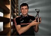 13 June 2022; PwC GAA/GPA Player of the Month for May in hurling, Shane O’Donnell of Clare, with his award at PwC HQ in Dublin. Photo by Sam Barnes/Sportsfile