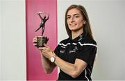 13 June 2022; PwC GPA Player of the Month for May in camogie, Lorraine Bray of Waterford, with her award at PwC HQ in Dublin. Photo by Sam Barnes/Sportsfile