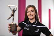 13 June 2022; PwC GPA Player of the Month for May in camogie, Lorraine Bray of Waterford, with her award at PwC HQ in Dublin. Photo by Sam Barnes/Sportsfile