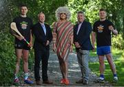16 June 2022; Pictured are, from left, Bord Gáis Energy ambassador Gearóid Hegarty, Bord Gáis Energy managing dirctor Dave Kirwan, Panti Bliss, Focus Ireland chief executive officer Pat Dennigan, and Bord Gáis Energy ambassador Joe Canning at the launch of Bord Gáis Energy’s ‘State of Play’ campaign to promote allyship and inclusion in team sports. As part of the campaign, Bord Gáis Energy, sponsor of the GAA All-Ireland Senior Hurling Championship, has created 32 limited edition GAA County Pride t-shirts where county pride meets pride in supporting the LGBTQI+ community. The t-shirts are on sale from today at hairybaby.com for €20 and all proceeds will go to Focus Ireland to support young members of the LGBTQI+ community who are experiencing homelessness. Photo by Sam Barnes/Sportsfile